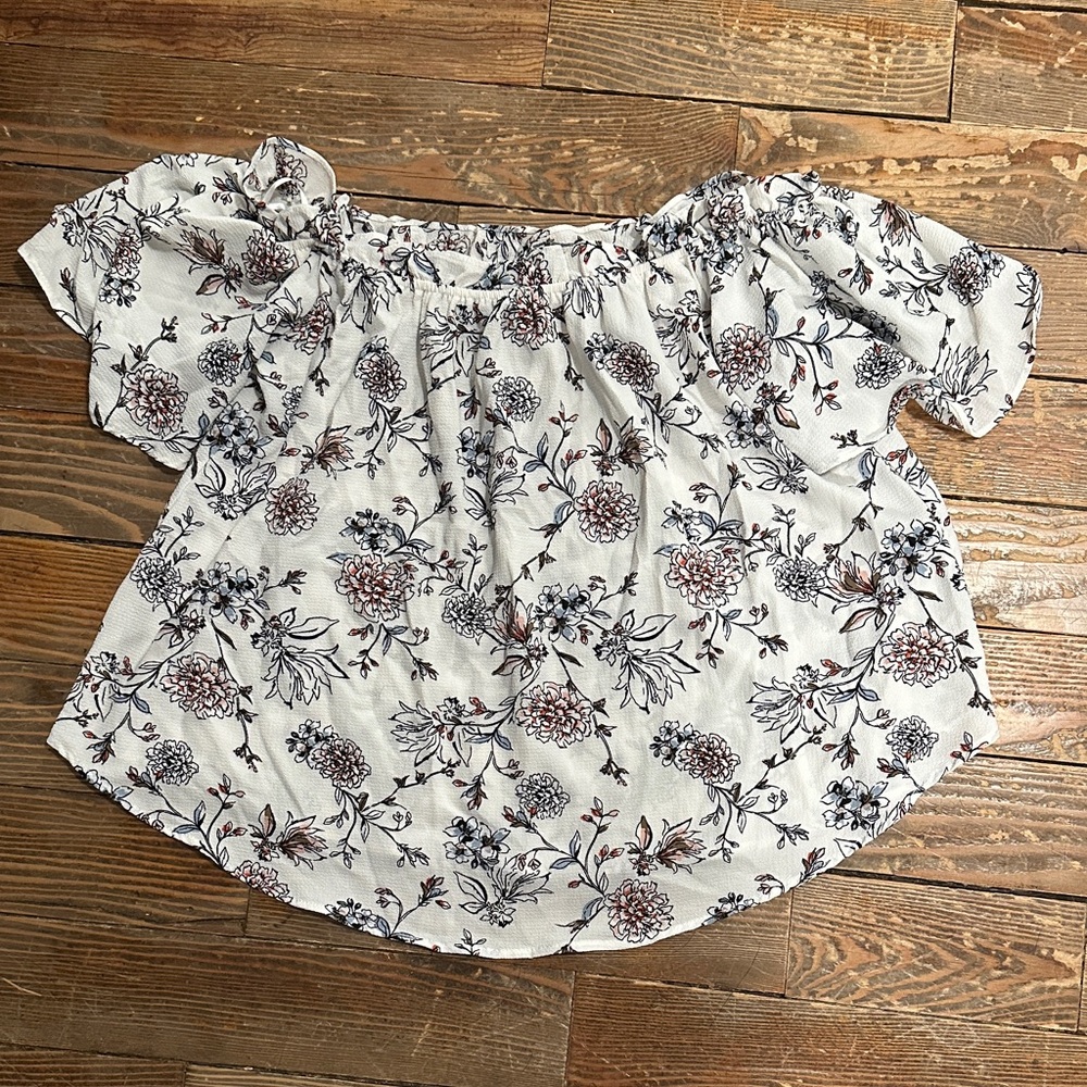 Primark White Floral Off-Shoulder Blouse